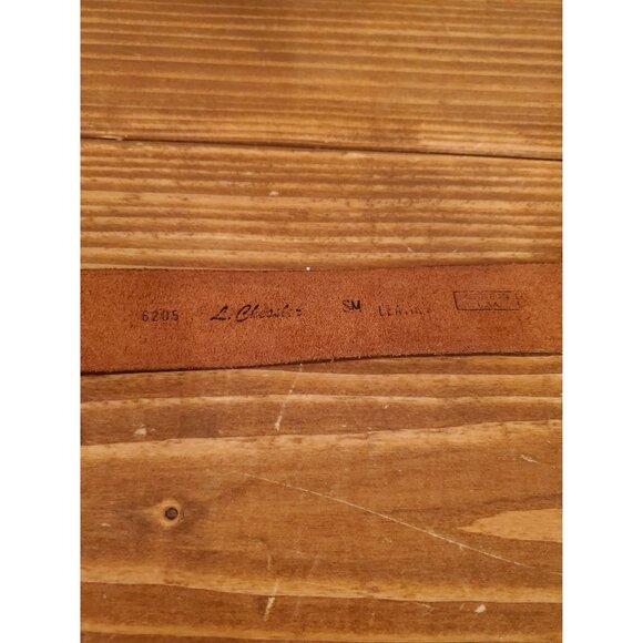 Vintage Brown Leather Belt With Silver Loops Buckle Design By L. Chessler - Picture 5 of 7